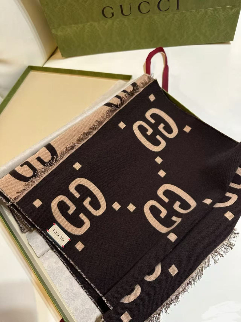 Cozy Double-Sided Knitted Monogram Scarf – Winter Luxury Essential