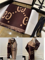 Cozy Double-Sided Knitted Monogram Scarf – Winter Luxury Essential