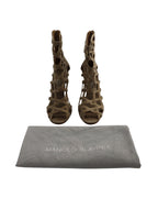Women's Manolo Blahnik Vagibu Cage Ankle High Heel Sandals in Khaki Suede