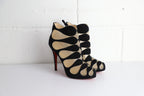 Women's Christian Louboutin Circus Mesh Cutout Ankle Boots in Black Suede