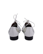 Women's Marni Polka Dot Lace Up Oxfords in White and Silver Leather