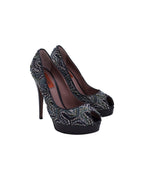 Women's Missoni Peep-Toe Platform Pumps in Multicolor Tweed