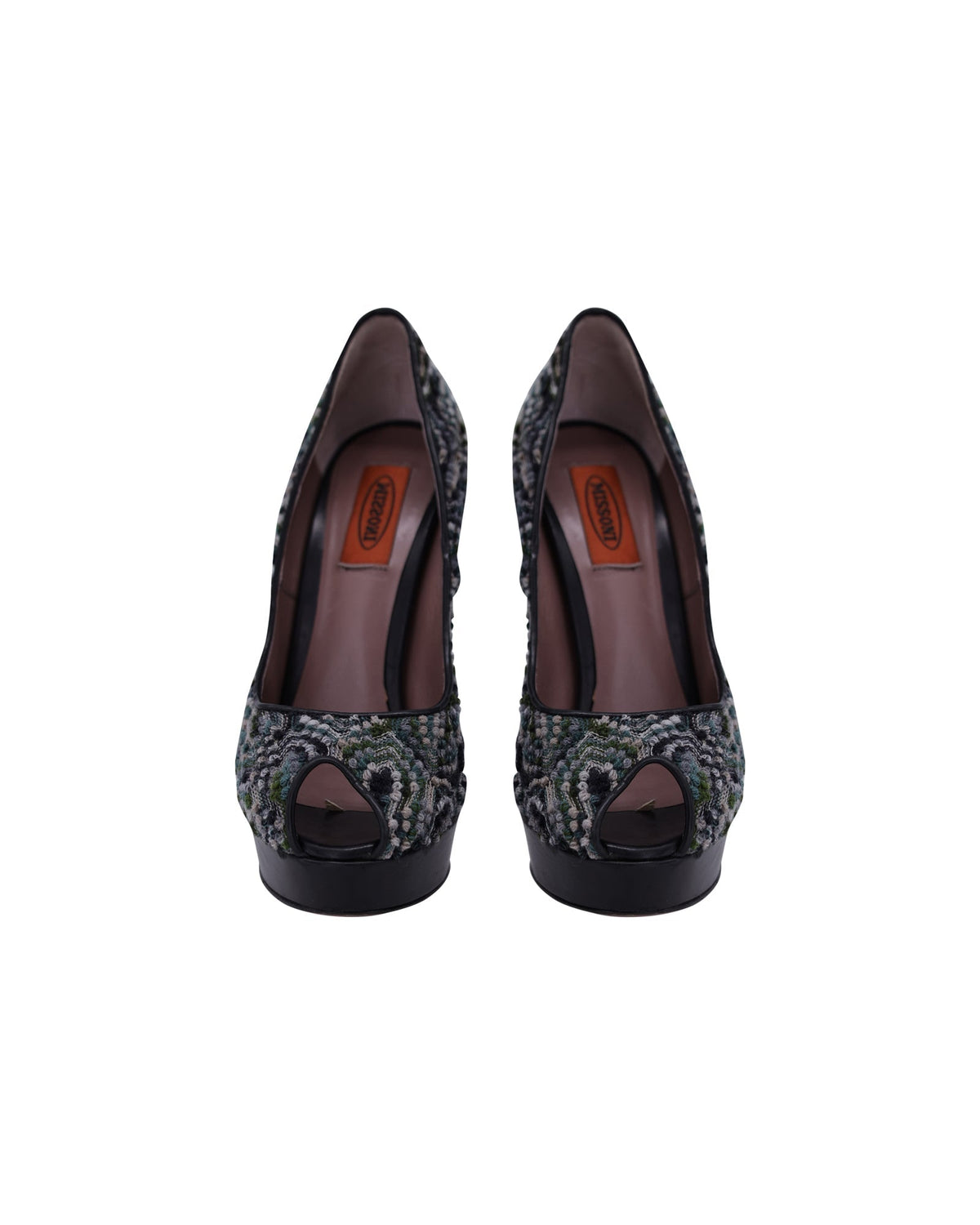 Women's Missoni Peep-Toe Platform Pumps in Multicolor Tweed