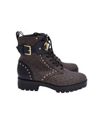 Women's Michael Kors Kincaid Lace-Up Boots in Brown Coated Canvas