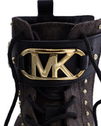 Women's Michael Kors Kincaid Lace-Up Boots in Brown Coated Canvas