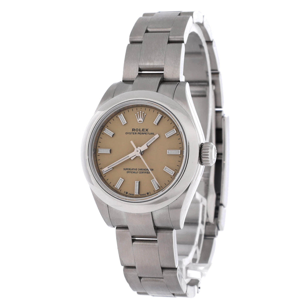 Oyster Perpetual Beige Automatic Watch Stainless Steel 28