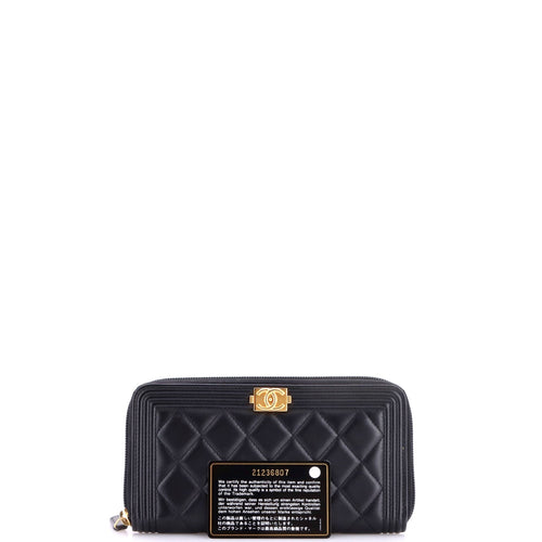 Boy Zip Around Wallet Quilted Lambskin Long