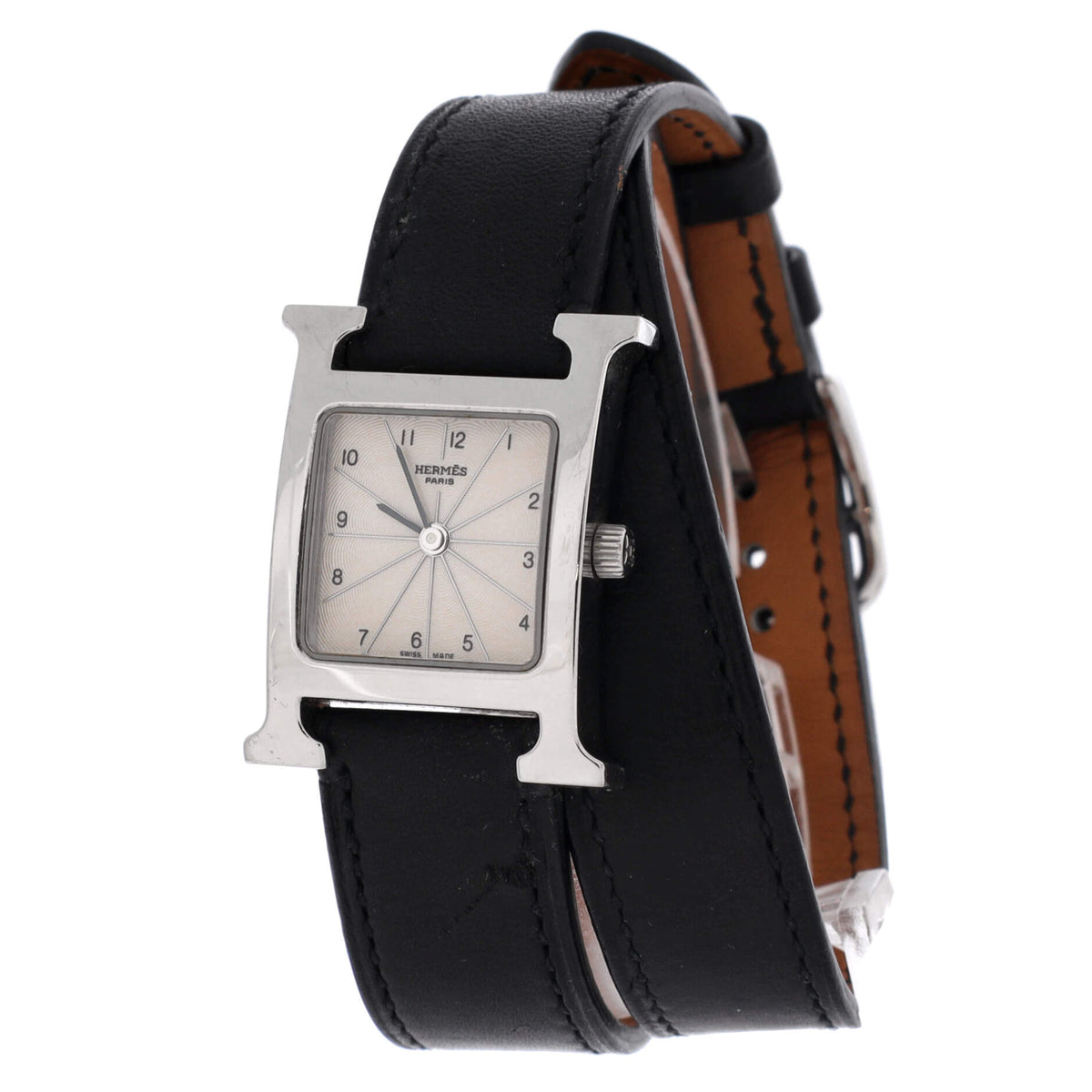 Heure H Double Tour Quartz Watch Stainless Steel and Leather 21
