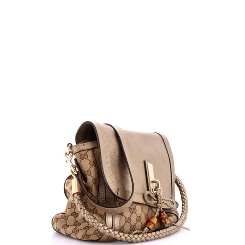 Bella Flap Shoulder Bag GG Canvas with Leather Medium
