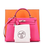Kelly Handbag Rose Tyrien Epsom with Palladium Hardware 32