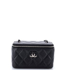 Ombre Classic Vanity Case with Chain Quilted Lambskin Small