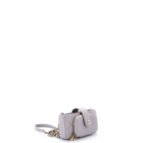 Business Affinity Phone Holder With Chain Quilted Caviar