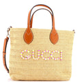 Logo Plaque Convertible Tote Raffia Small