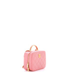 CC Chain Handle Zip Around Vanity Case with Chain Quilted Lambskin Small