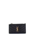 Monogram Fragments Zip Card Holder Matelasse Chevron Leather