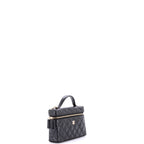 Classic Top Handle Slim Vanity Case with Chain Quilted Caviar Small