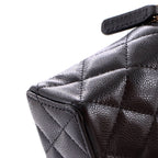 Classic Top Handle Slim Vanity Case with Chain Quilted Caviar Small