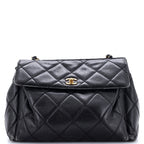 Vintage Front Pocket Shoulder Bag Quilted Lambskin Large