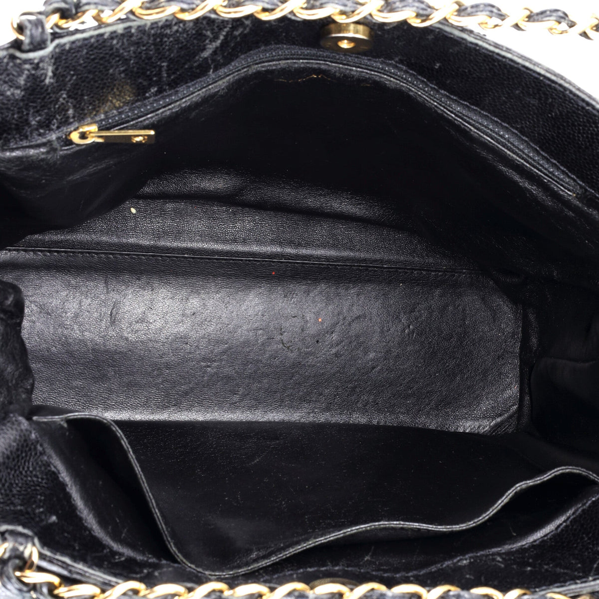 Vintage Front Pocket Shoulder Bag Quilted Lambskin Large