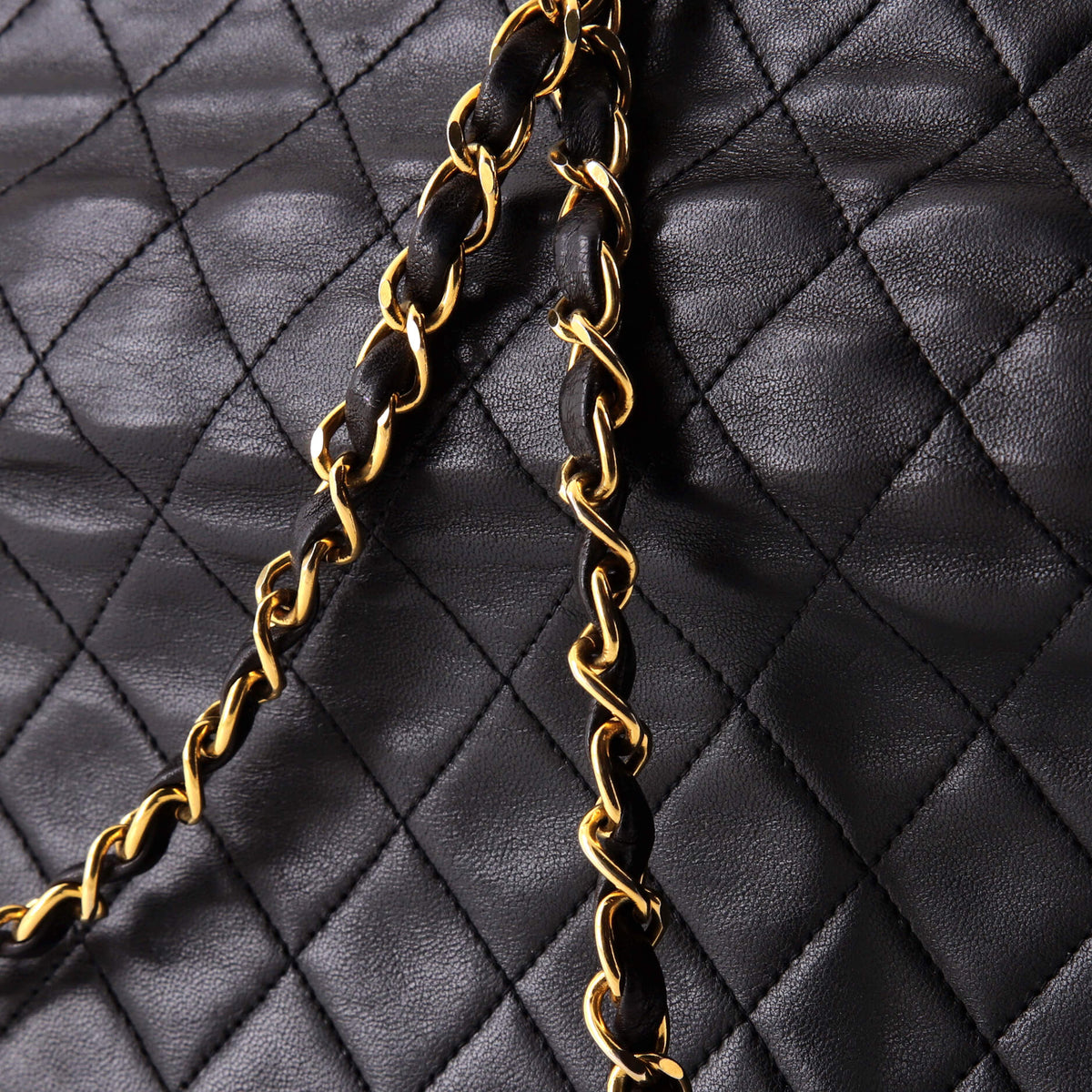 Vintage Clutch with Chain Quilted Leather Medium