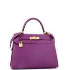 Kelly Handbag Anemone Epsom with Gold Hardware 28