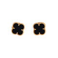 Sweet Alhambra Stud Earrings 18K Yellow Gold and Onyx