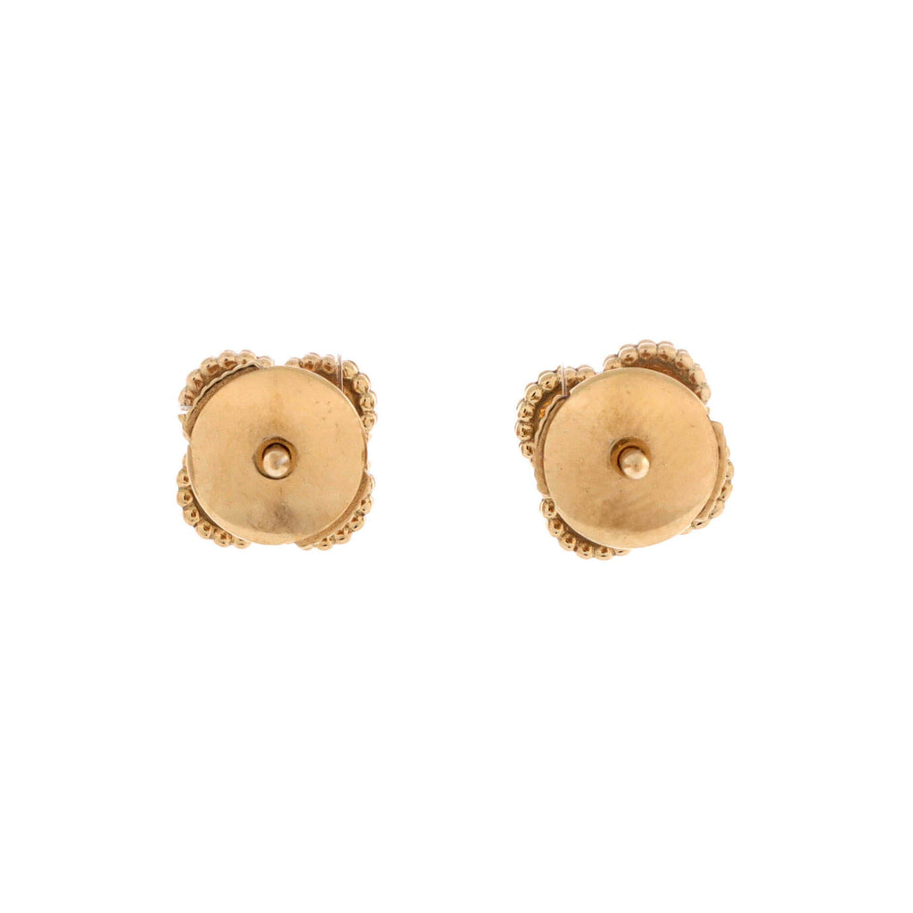 Sweet Alhambra Stud Earrings 18K Yellow Gold and Onyx