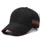 Patterned Canvas Baseball Cap with Striped Accent