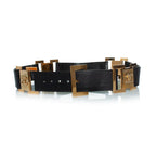 Chanel, vintage black leather logo belt