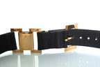 Chanel, vintage black leather logo belt