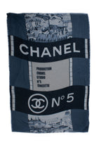 Chanel, Cashmere CC Cinema scarf in blue and white