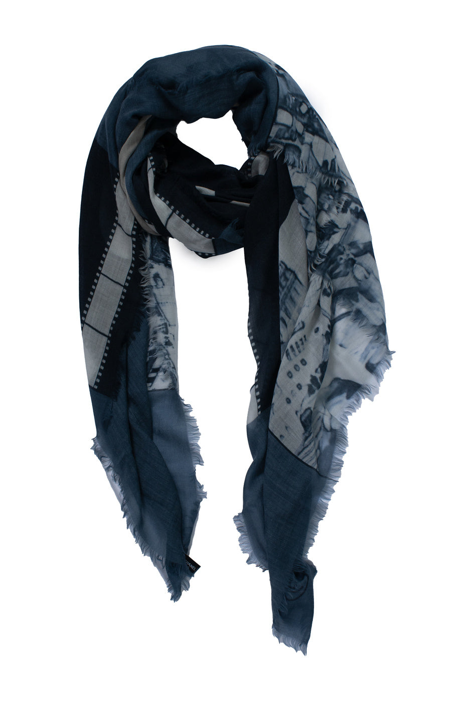 Chanel, Cashmere CC Cinema scarf in blue and white