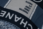 Chanel, Cashmere CC Cinema scarf in blue and white