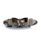 Gucci, python leather belt with gold metal bow