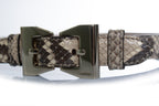 Gucci, python leather belt with gold metal bow