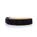 Prada, Black suede belt with silver buckle