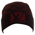 Louis Vuitton Damier Beanie in Burgundy Wool