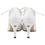 Women's Versace Lace Up High-Heeled Mules in White Leather