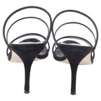 Women's Manolo Blahnik PVC Strap Heeled Mules in Black Suede