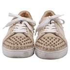 Women's Christian Louboutin Louis Junior Spikes Sneakers in Beige Suede