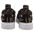 Women's Fendi Rise Brand-Pattern Stretch-Woven Low-Top Skate Shoes in Brown Canvas