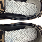 Women's Fendi Rise Brand-Pattern Stretch-Woven Low-Top Skate Shoes in Brown Canvas