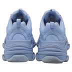 Women's Balenciaga All Over Logo Triple S Sneakers in Light Blue Polyester