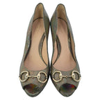Women's Gucci Holographic Crackle New Hollywood Horsebit Peep Toe Pumps in Gold Leather