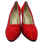 Women's Ferragamo Red (1960) Crystal Embellished Pumps in Red Satin