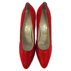 Women's Ferragamo Red (1960) Crystal Embellished Pumps in Red Satin