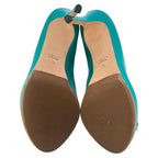 Women's Gucci New Hollywood Horsebit Peep Toe Pumps in Turquoise Patent Leather