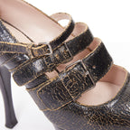 Women's Miu Miu Leather Triple Strap Platform Heels