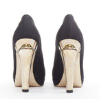 Women's Chanel Satin Gold Bolt Heel Pumps