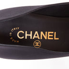 Women's Chanel Satin Gold Bolt Heel Pumps
